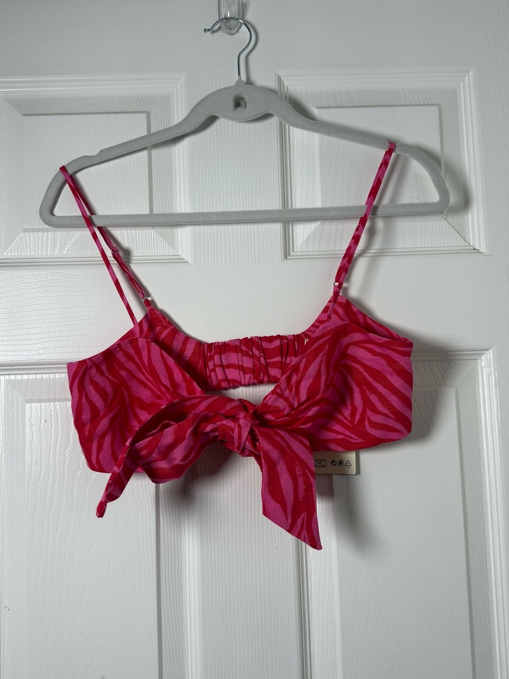 H&M Pink Zebra-Print Tie-Front Camisole